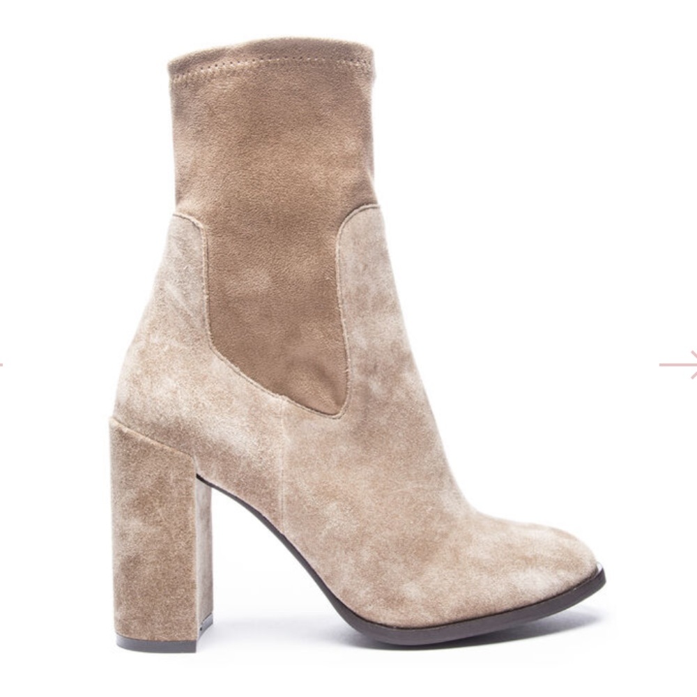 Chinese Laundry Beige Suede Ankle Booties